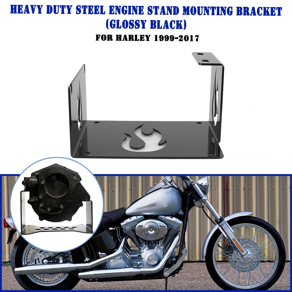 Black Engine Stand Mounting Bracket for Harley Twin Cam TC88A 1999-2017 Models