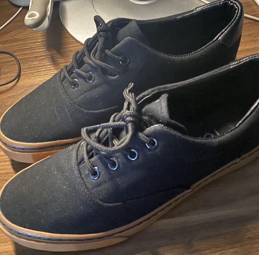 Men's Black Canvas Lace-Up Casual Sneakers Comfort Rubber Sole