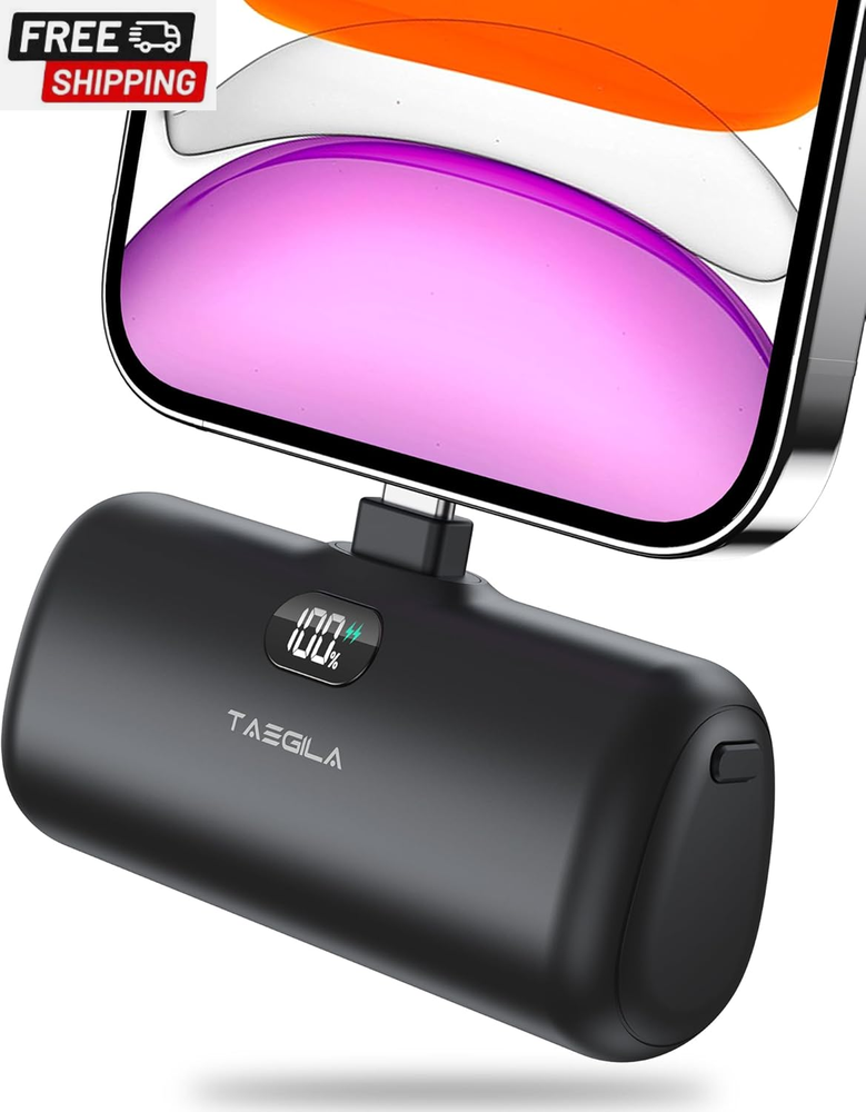 Portable Phone Charger for Iphone, 5000Mah Small Power Bank Mfi Certified Built