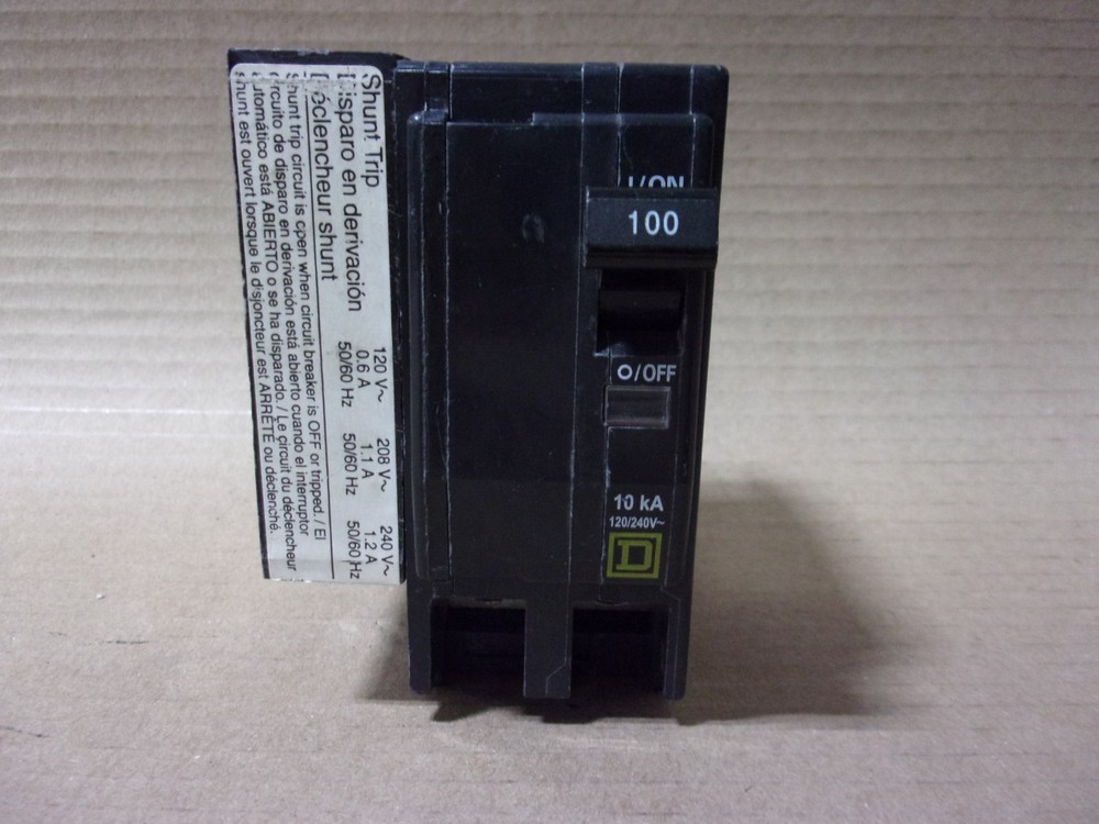 Square D QO QO21001021 2 Pole 100 Amp 240V 22kA Yellow Circuit Breaker