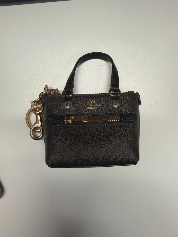 Coach Mini Rowan Satchel Keychain – Black Pebbled Leather Bag Charm