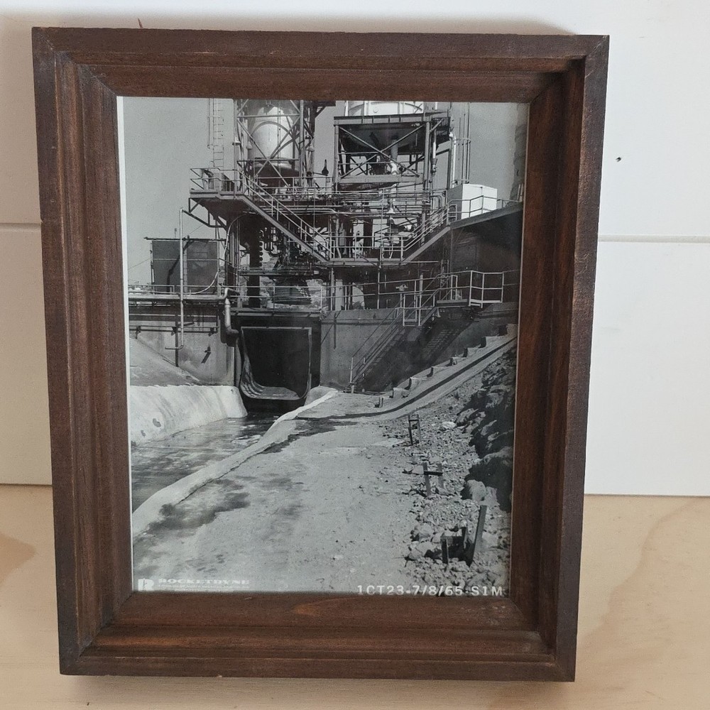 1965 Rocket Engine Test Stand Photo Print in 9x12 Wood Frame