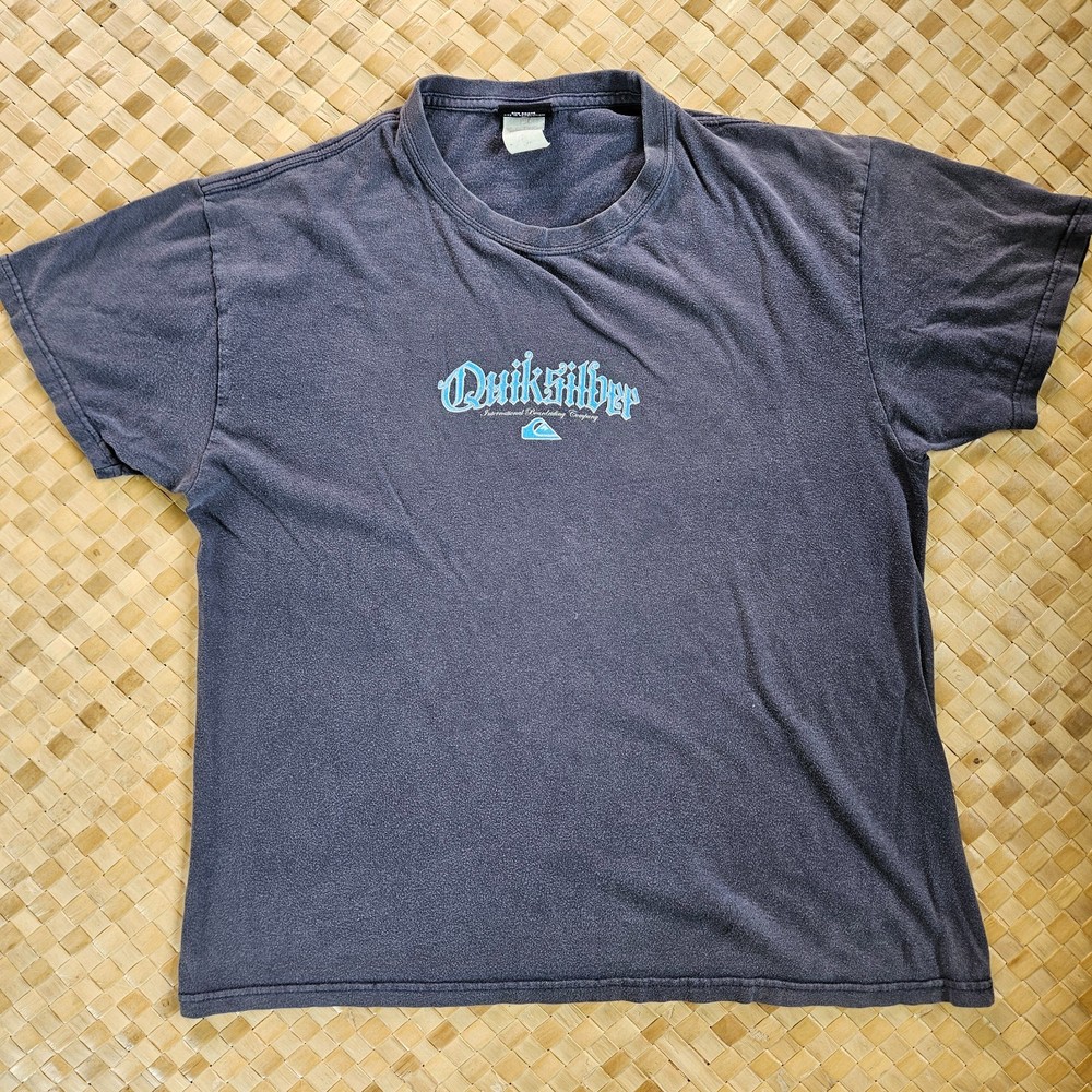 Vintage Quiksilver Shirt Mens Medium Blue Short Sleeve Tee Surf 90s Y2K