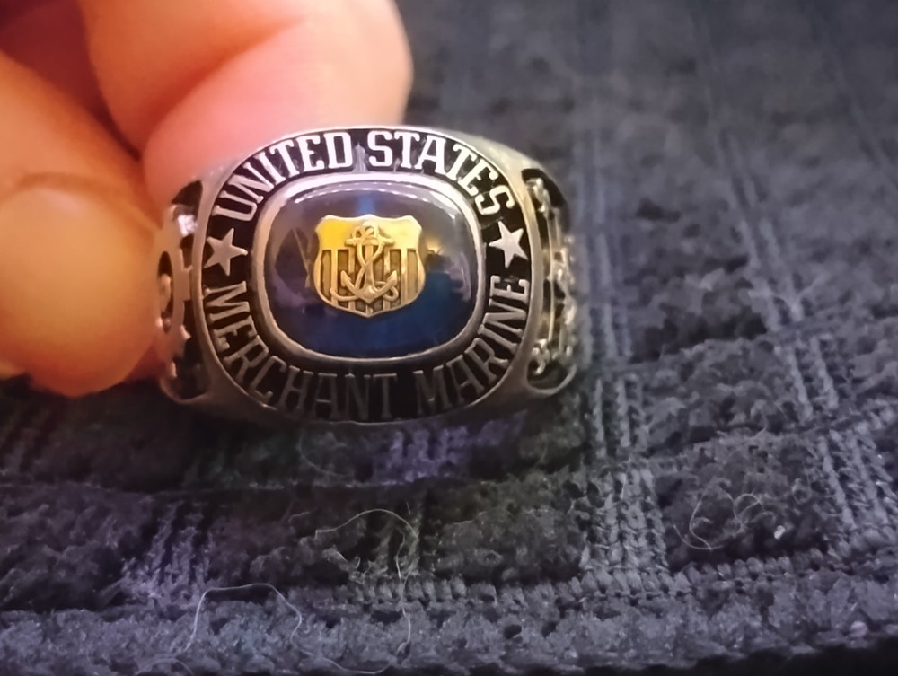 United States Merchant Marine Usmm/En Ring Sterling Silver Size 13