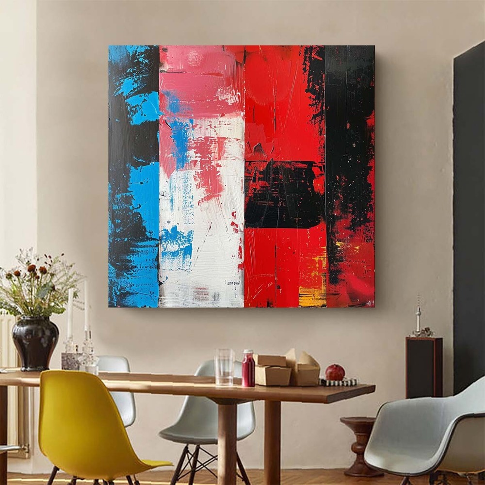 Hand Painted red Abstract Painting Texture Acrylic Modern blue Art Oil Painting