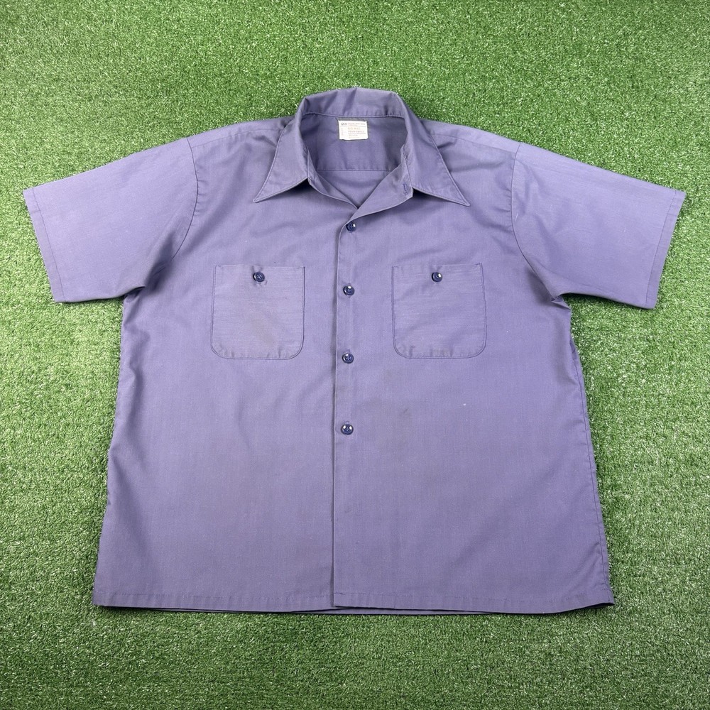 Vintage 60s 70s JC Penney Big Mac Grey Workwear Work Shirt Men’s XL 24.5x27 READ