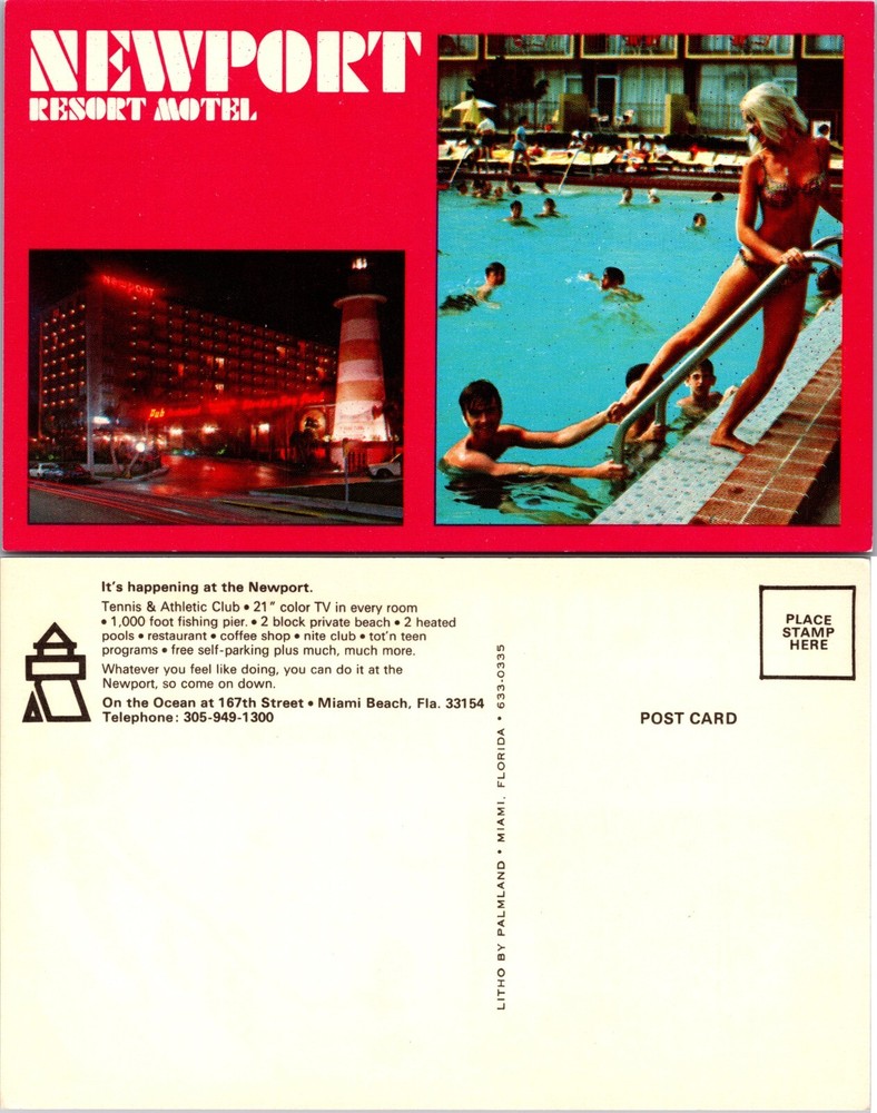 Newport Resort Motel Miami Beach Florida FL Postcard