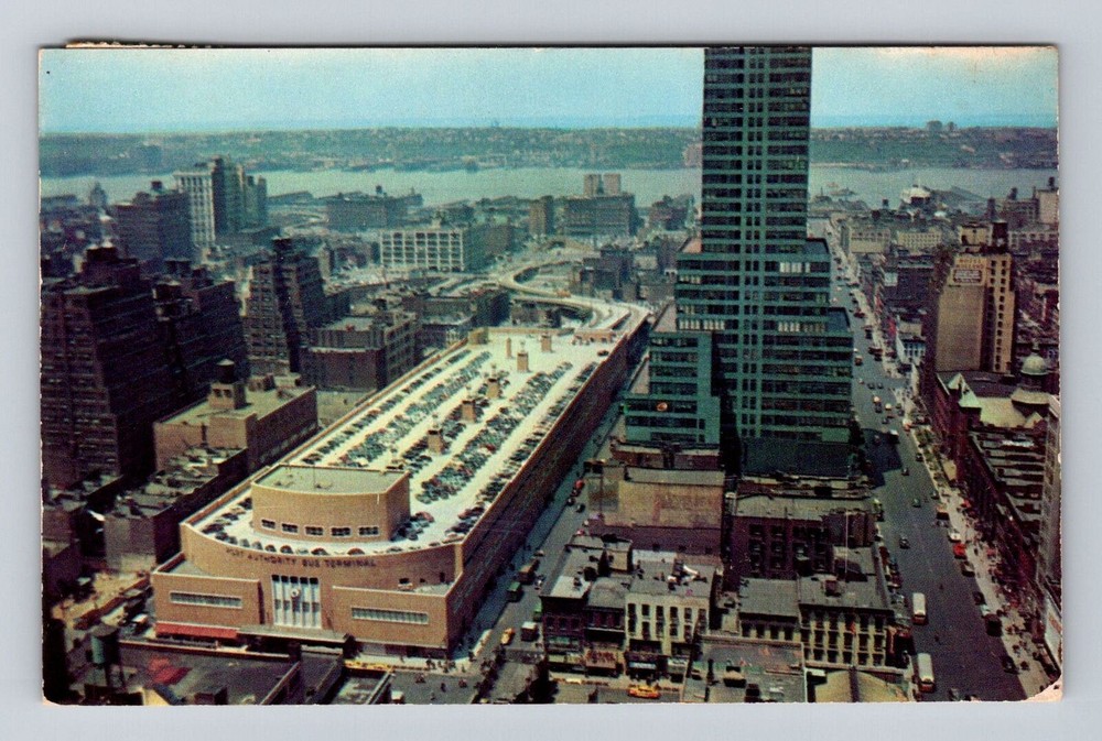 New York City NY, Port Authority Bus Terminal, Antique Vintage Souvenir Postcard