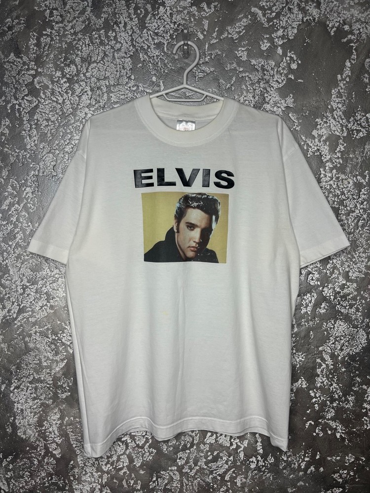 Vintage Y2K Elvis Presley Portrait Graphic T-Shirt Size L
