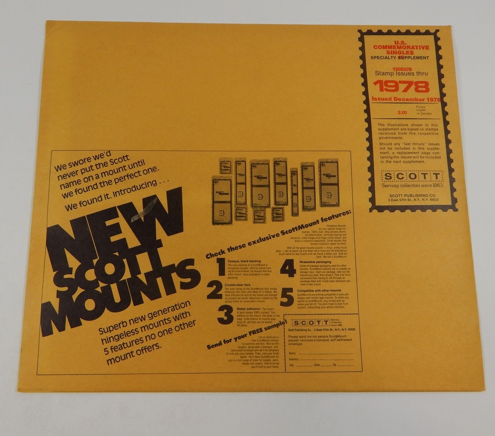 Scott Company United States Commemorative Singles 130S078 1978 Stamp Album Pages