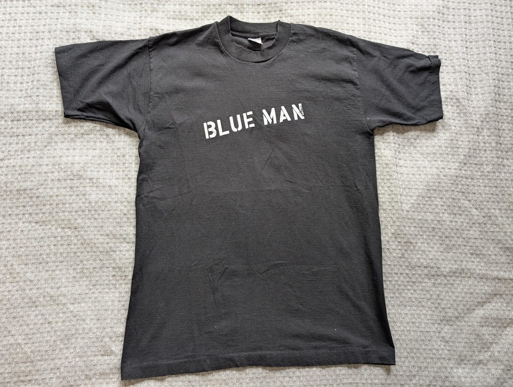 Vintage Blue Man Group Shirt Mens Large Black Fruit of the Loom Made USA Tee 90s