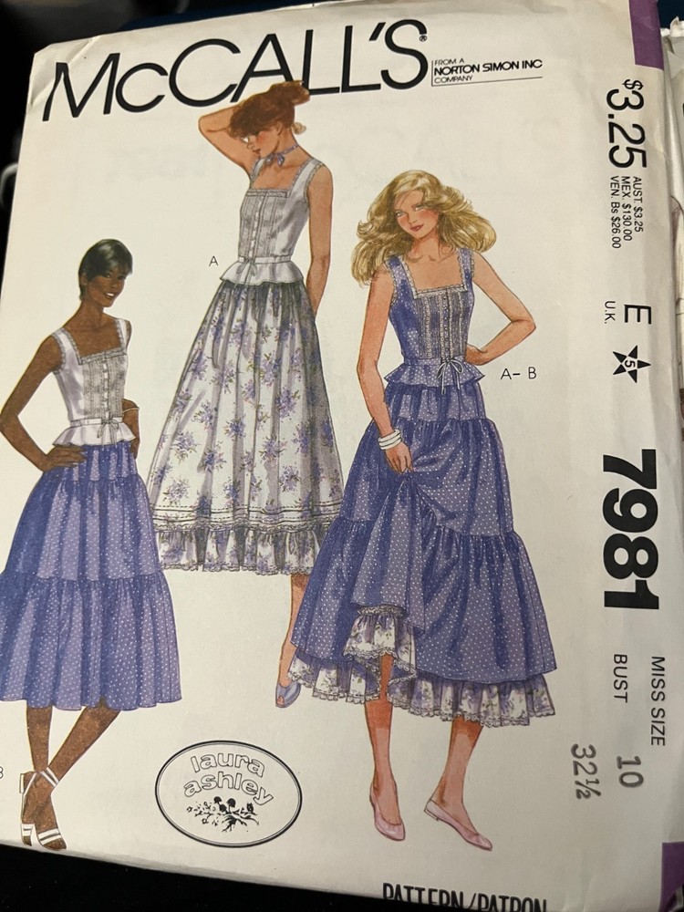 MISSES' Sewing Pattern-McCall's #7981 SIZE 10 skirt & top-uncut ff (1982)