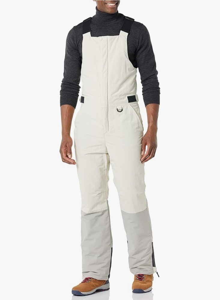 Amazon Essentials Men's Water-Resistant Insulated Snow Bib Overalls Grey Small