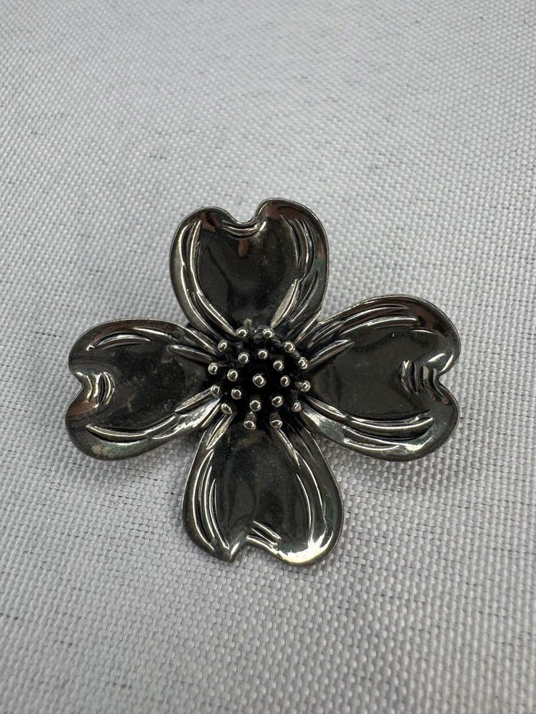 Beau Sterling Vintage Dogwood Blossom Sterling Silver 925 Flower Brooch, Pin