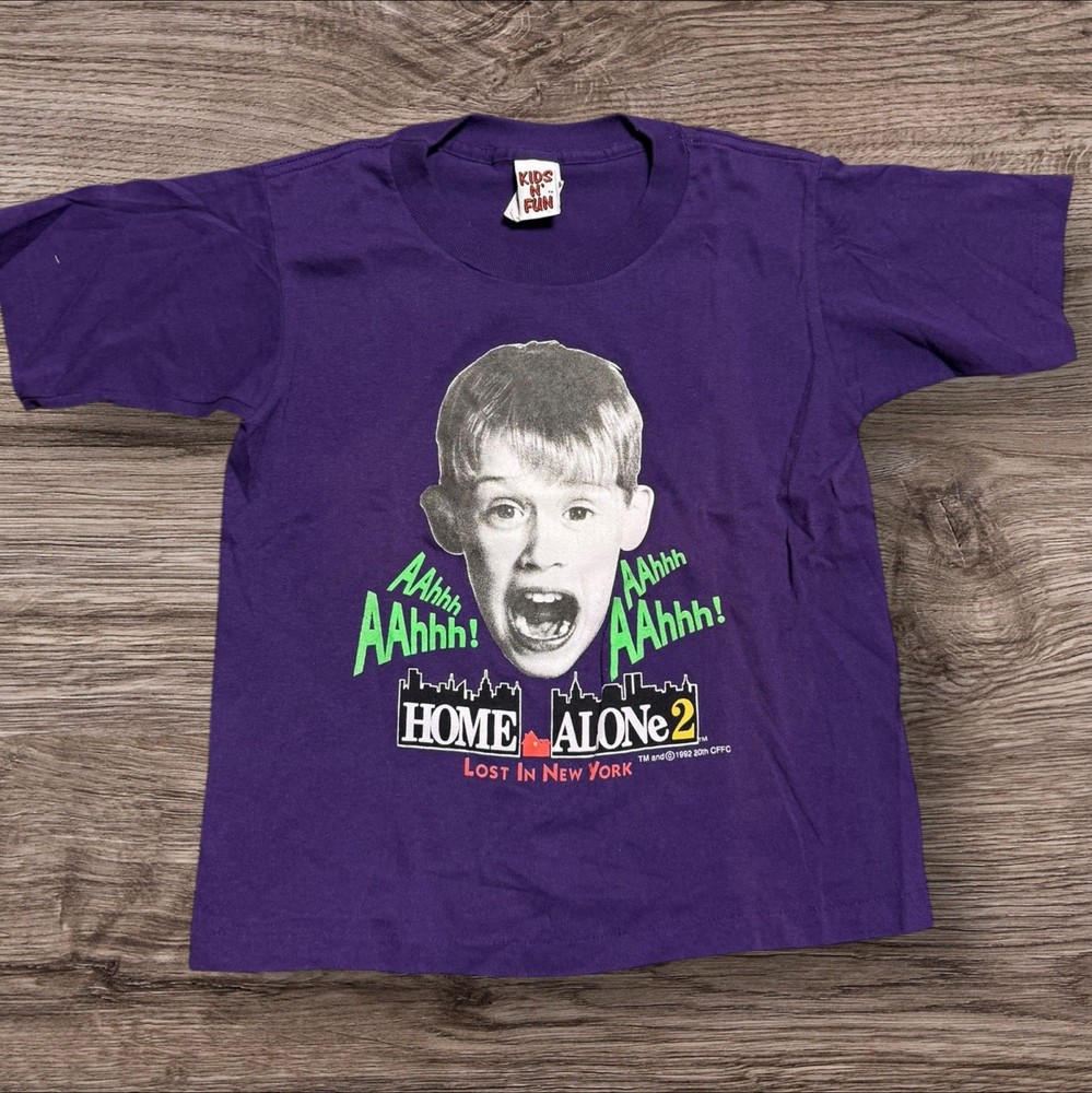VINTAGE HOME ALONE 2 T SHIRT Youth XL LOST IN NEW YORK MOVIE PROMO TEE  Purple