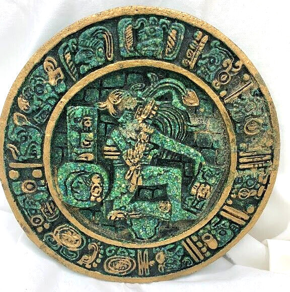 Vintage Crushed Malachite Aztec Mayan Warrior 7