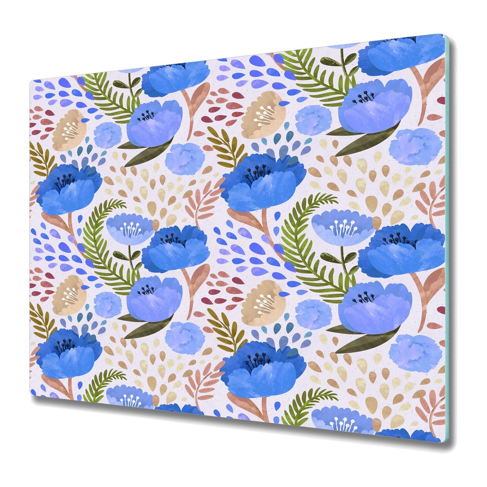 Glass Chopping Board Utensil Board Worktop Saver Poppy Vintage floral 60x52