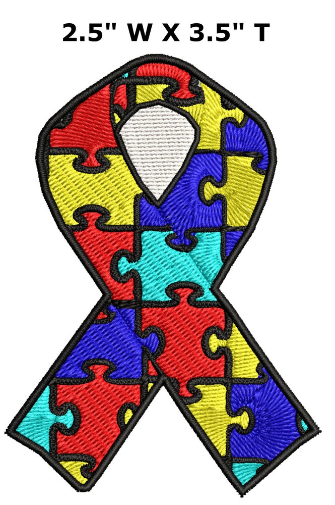 Autism Awareness Support Ribbon Patch Embroidered Iron-On Applique Fundraiser