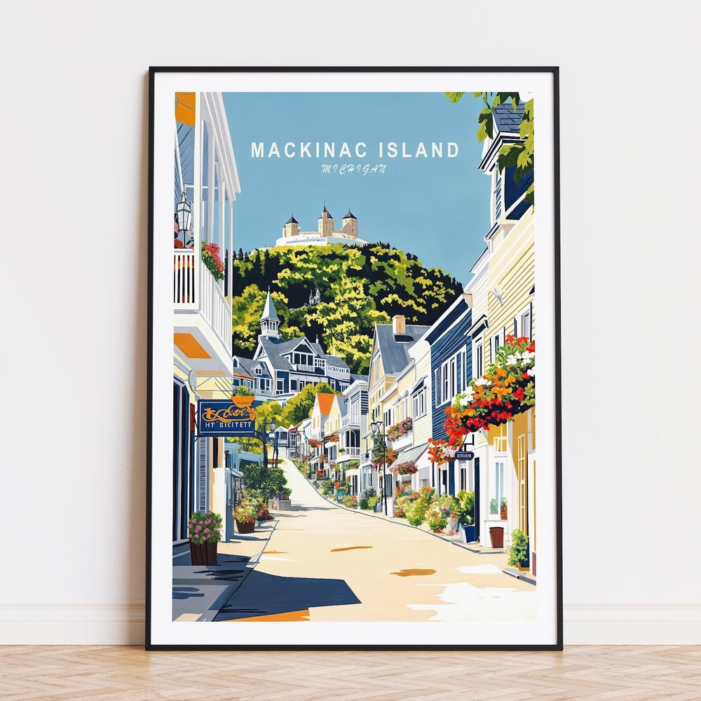 Mackinac Island Travel Poster Michigan Wall Art Mackinac Island Print Home