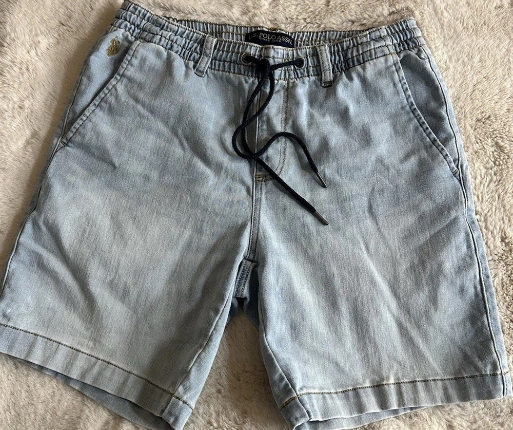 US Polo Assn Men’s Denim Shorts Elastic Waist Casual Blue Size M
