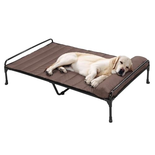 Waterproof Elevated Raised Dog Bed Brown 47x29x11.8 Inches Removable Washable