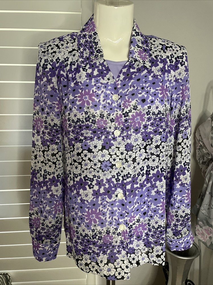 New Woman’s Blair Lilac Purple White Floral Shirt Tank Top Set Size Small