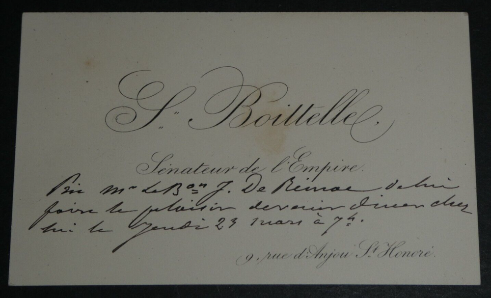 Symphorian BOITTELLE, politician - BUSINESS CARD AUTOGRAPH
