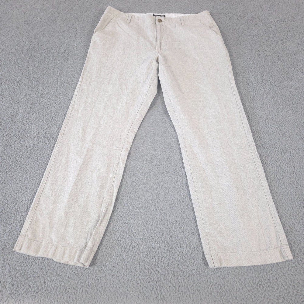 Banana Republic Pants Mens 36x32 Beige Straight Linen Blend Chino Textured Slack