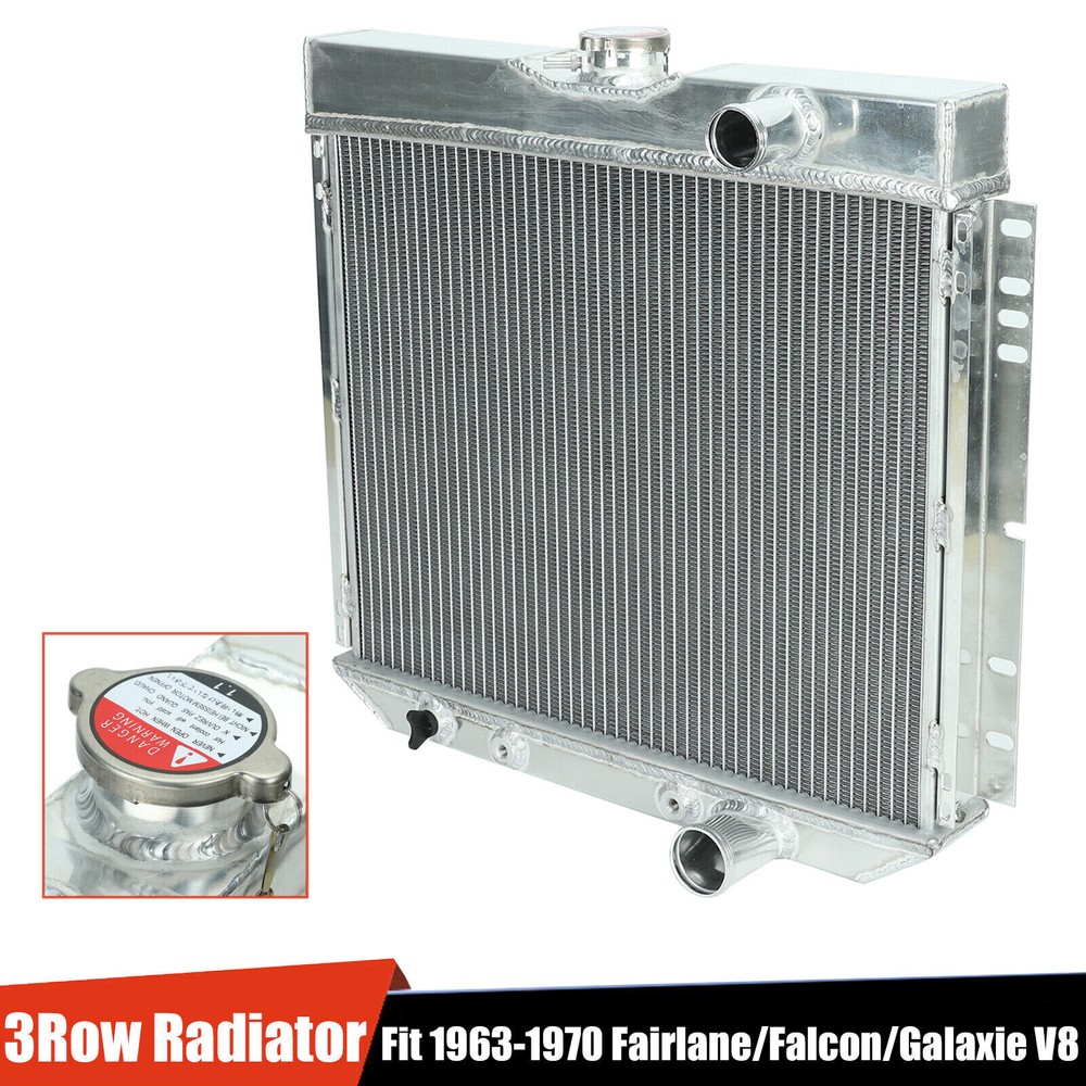 3 Row Aluminum Radiator For Ford 1963-69 Fairlane 66-70 Falcon 64-68 Galaxie V8