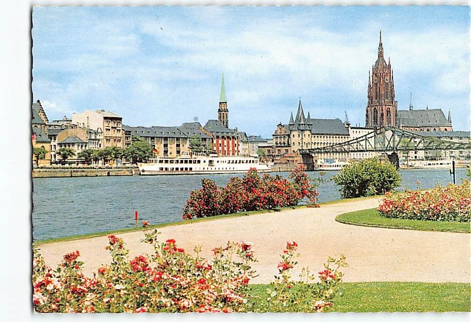 Postcard Panoramic View Main River Frankfurt am Main Germany