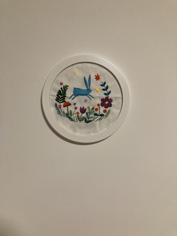 Hand Embroidered Easter Bunny Wall Decoration