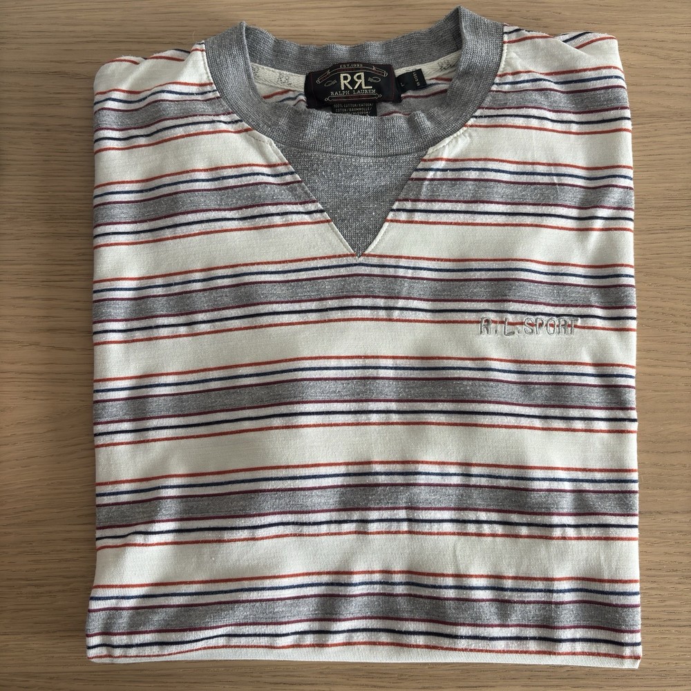 RRL Double RL Ralph Lauren Athletic Striped T-Shirt Size L Vintage 90s