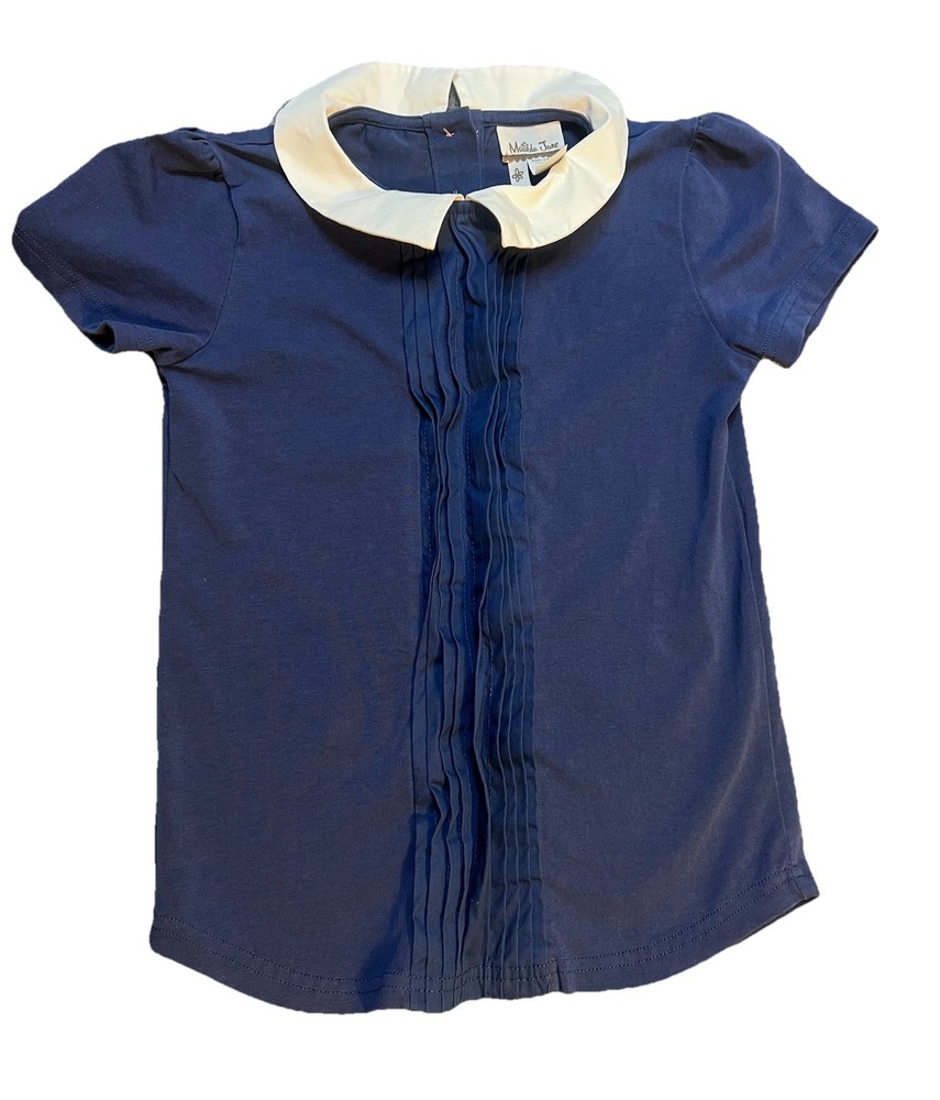 Matilda Jane Best Friends Collar T Shirt Girls Size 8 Blue And White