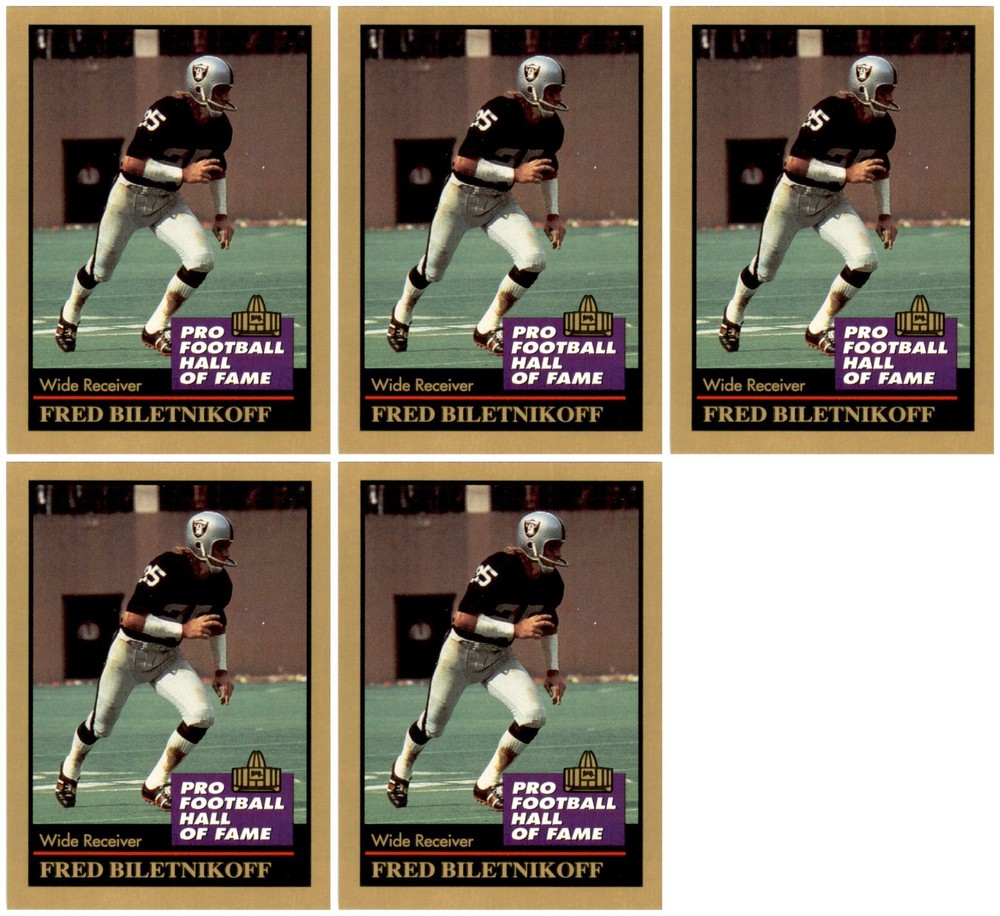 (5) 1991 ENOR Pro Football HOF #13 Fred Biletnikoff Oakland Raiders Card Lot