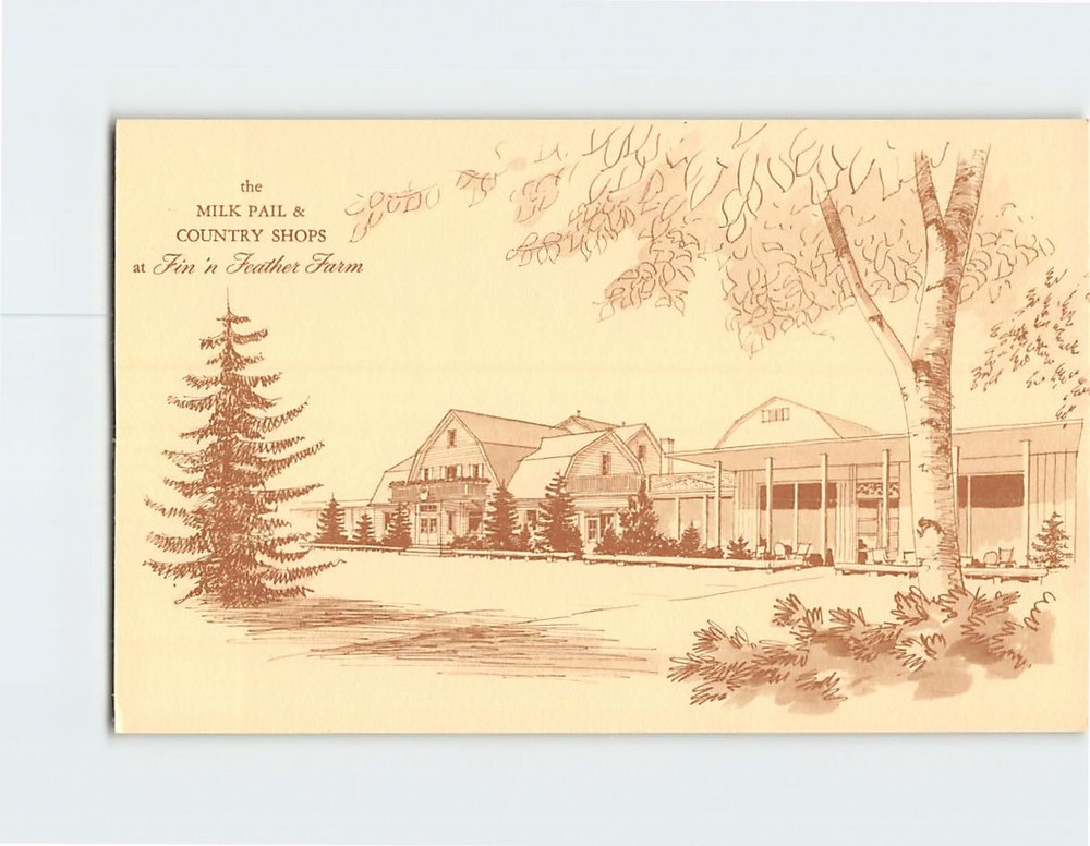 Postcard The Milk Pail & Country Shops in Fin 'n Feather Farm Dundee Illinois