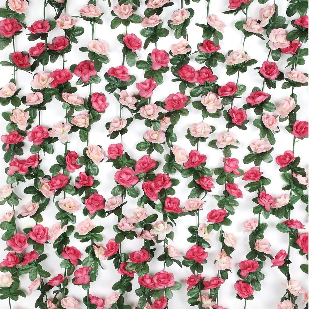 2Pcs 16.4FT Artificial Rose Vine Flower Garland Wedding Baby Shower Wall Decor