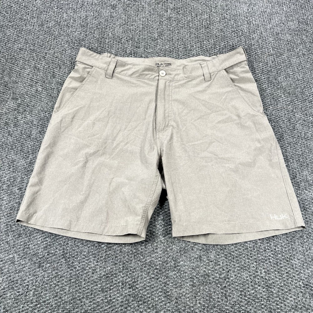 Huk Fishing Shorts Mens 2XL Khaki Next Level Quick Drying Performance Cargo
