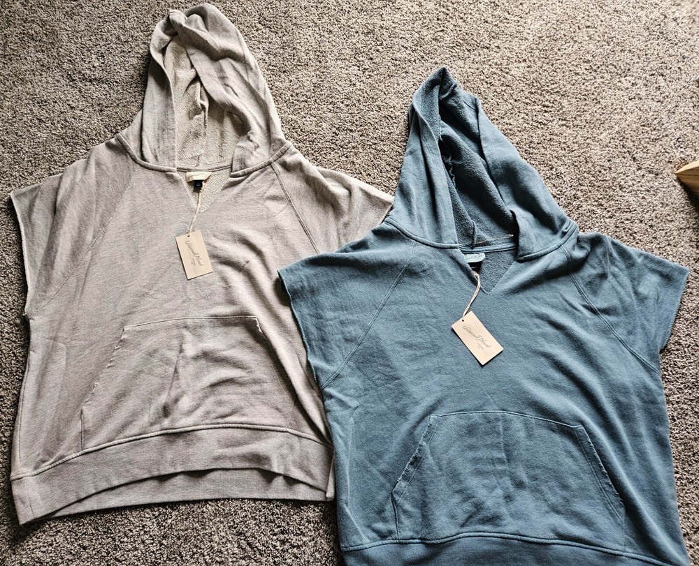 Lot of 2 Women's Size Large Sleeveless French Terry Hoodie Sweatshirt BNWT