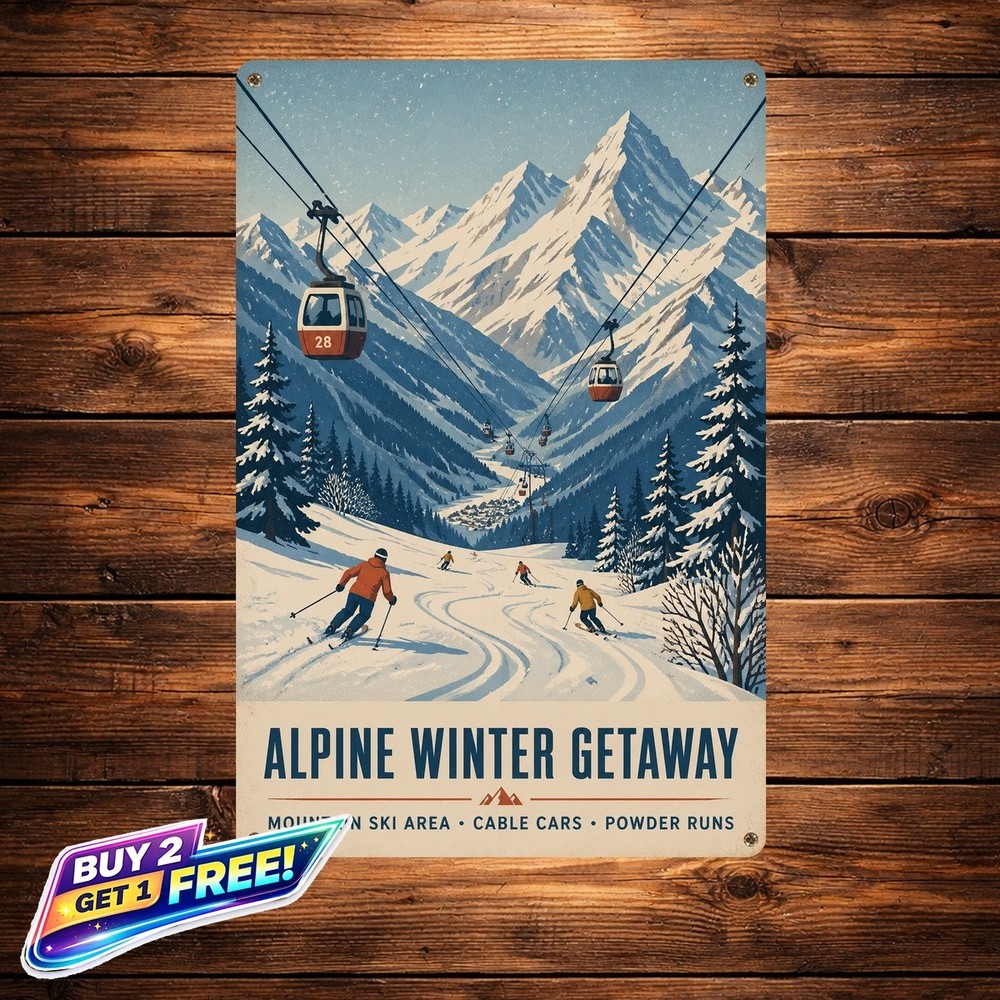 Ski Resort Metal Wall Art Sign Cabin Winter Holiday Decor