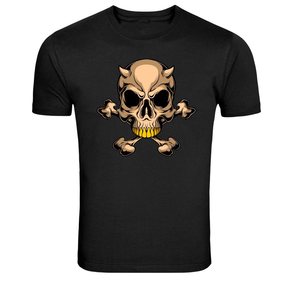 Devil Skull Crossbones Dark Gothic Graphic T-Shirt