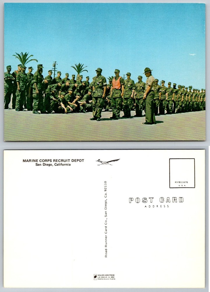 MCRD San Diego Marines Recruit Depot 1979 Postcard Road Runner