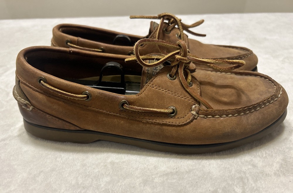 Sperry Top Sider Authentic Boat Shoes Men's 10.5 M Tan Sahara Leather 2-Eye Deck