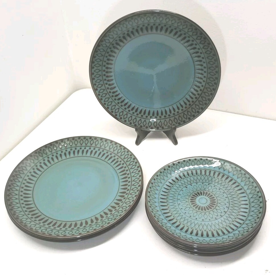 American Atelier Delilah Plate Set 3 Dinner Plates,4 Salad Plates Good Condition