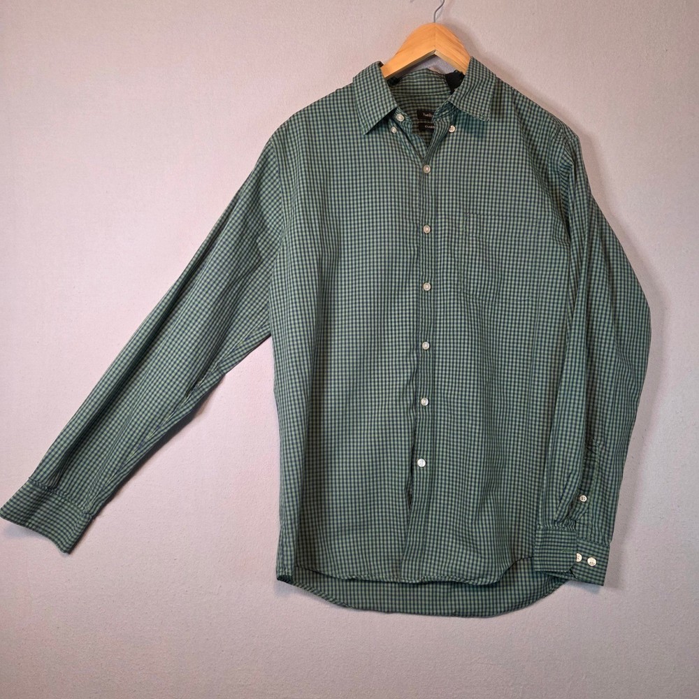 Van Heusen Classic Fit Mens Green Gingham Button Down Shirt M
