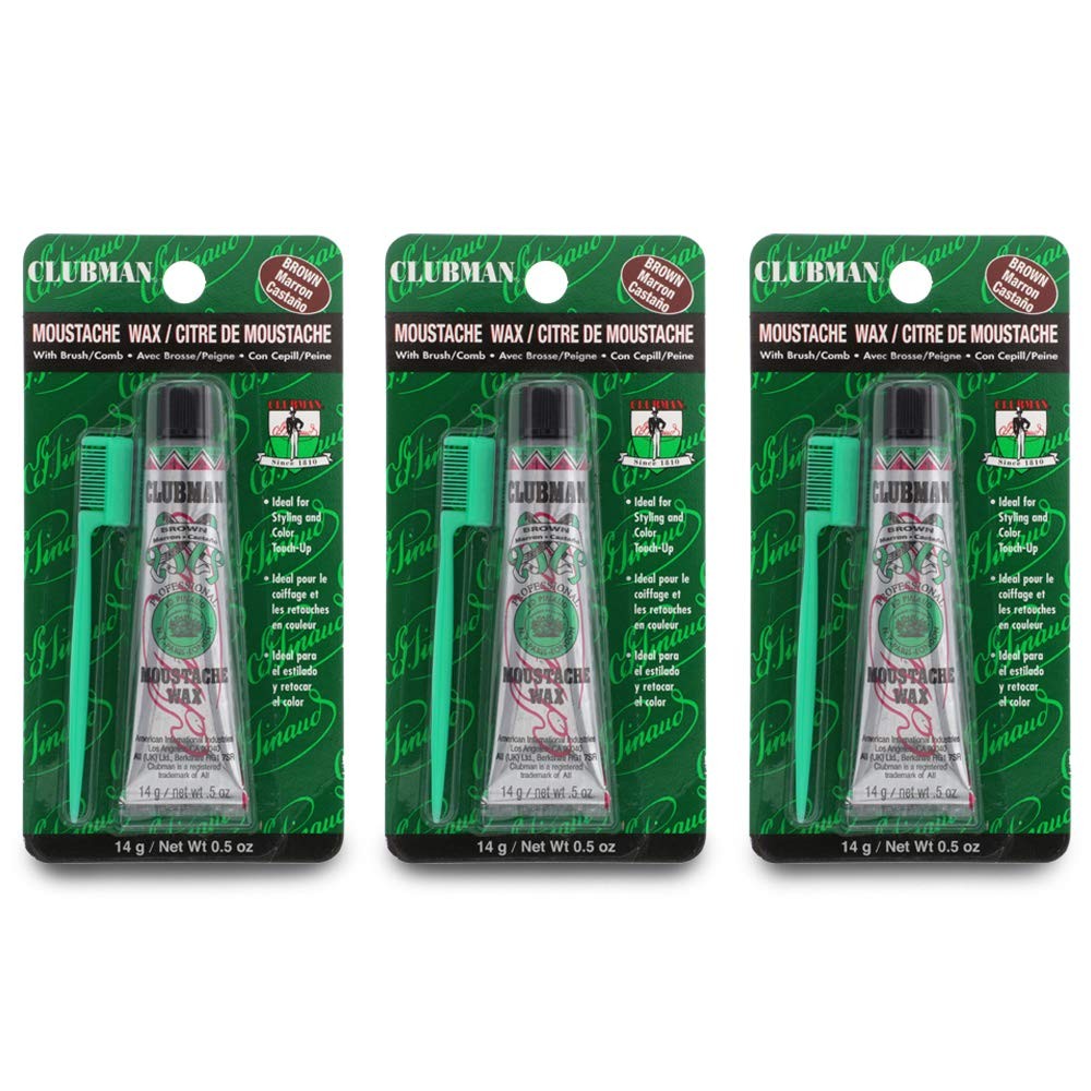 Moustache Wax Hang Pack Brown 0.5 oz 3-Pack for Styling & Hold
