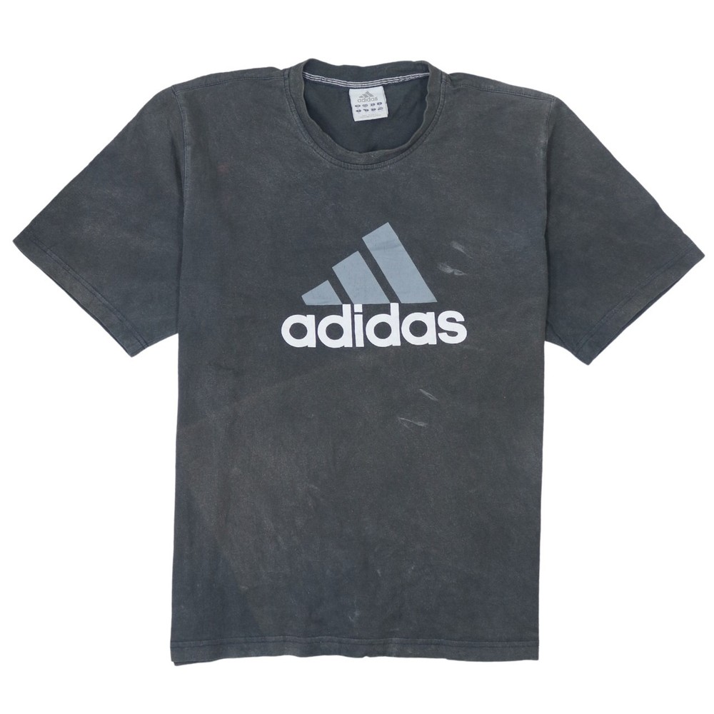 Adidas Mens T Shirt Black Faded Jersey Large Logo Sports Performance Tee XL