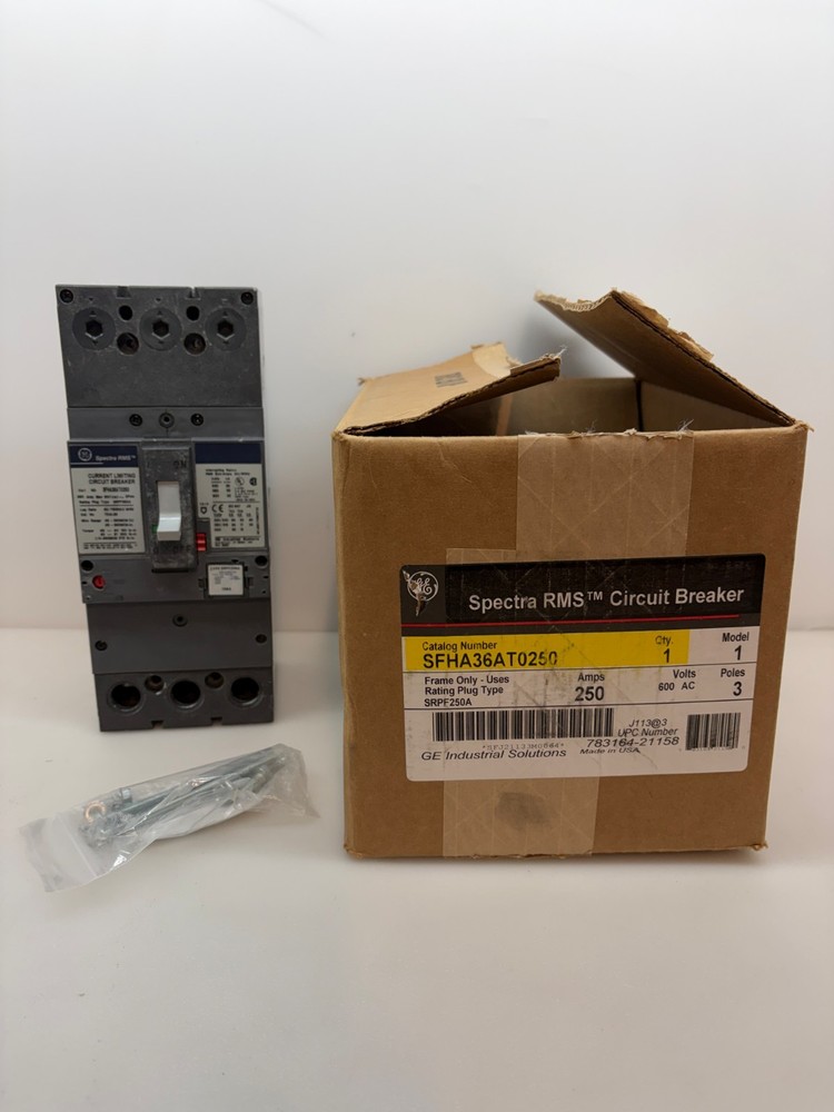 GE SFHA36AT0250 600VAC 250A 3P Current Limiting Circuit Breaker Free Shipping