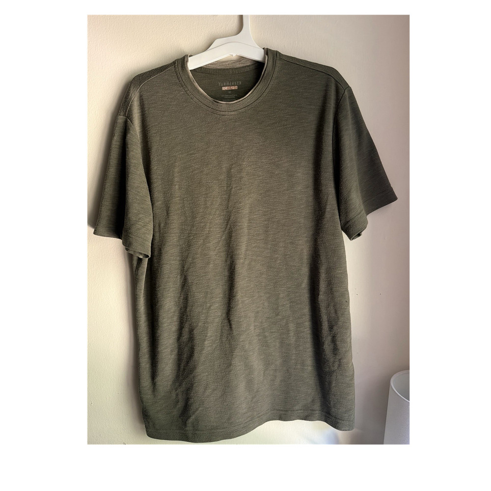 Van Heusen Soft Air Knit Men's Olive Crew Neck Short Sleeve T-Shirt Size M