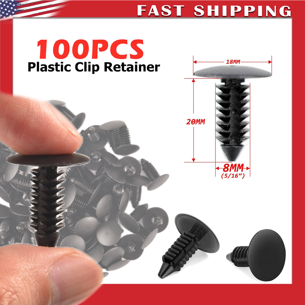 8mm Tree-Shaped Plastic Rivets for Auto Fender Bumper - 100 Pack