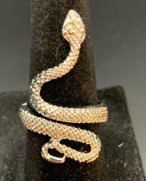Vintage Antique Silver Tone Snake Ring - Size 7